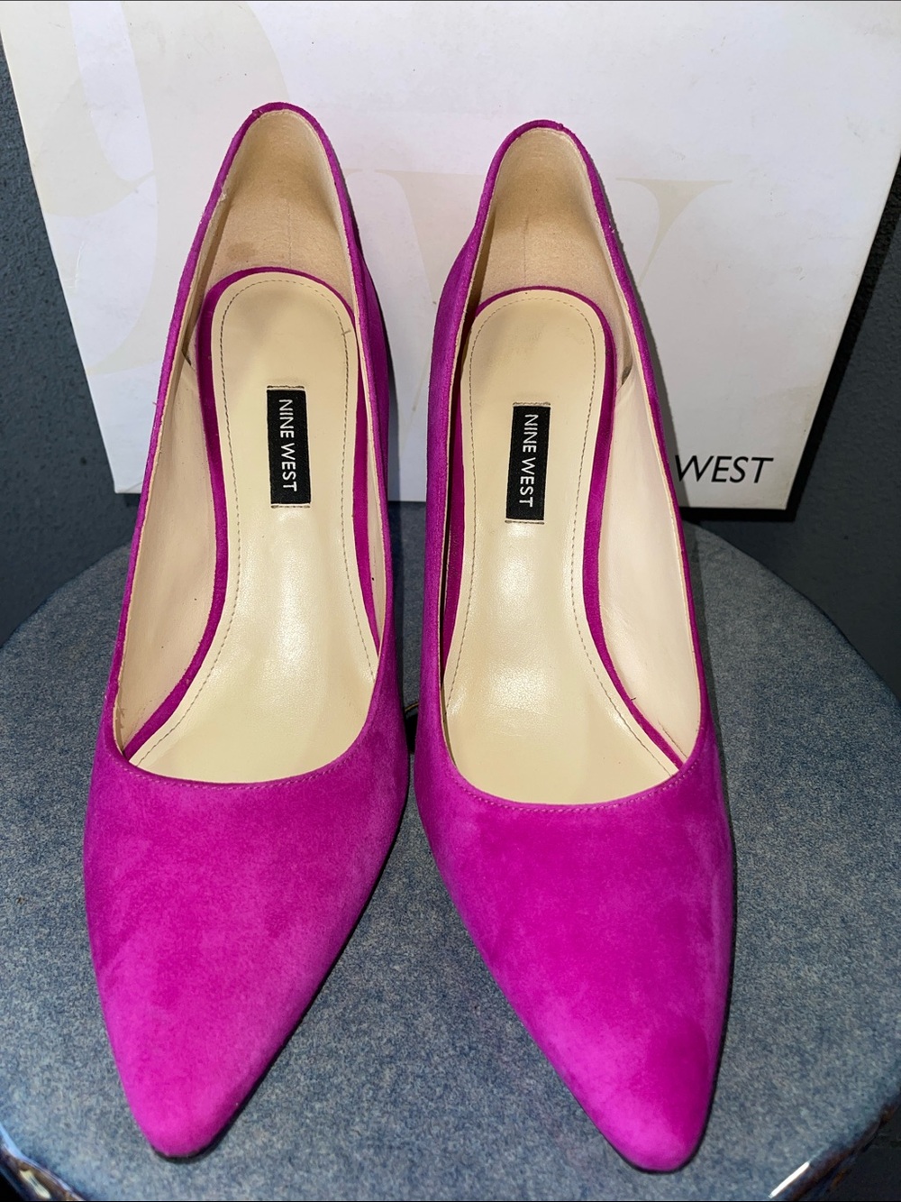 Nine West Hot Pink Suede Pointed-Toe Stiletto Pumps
